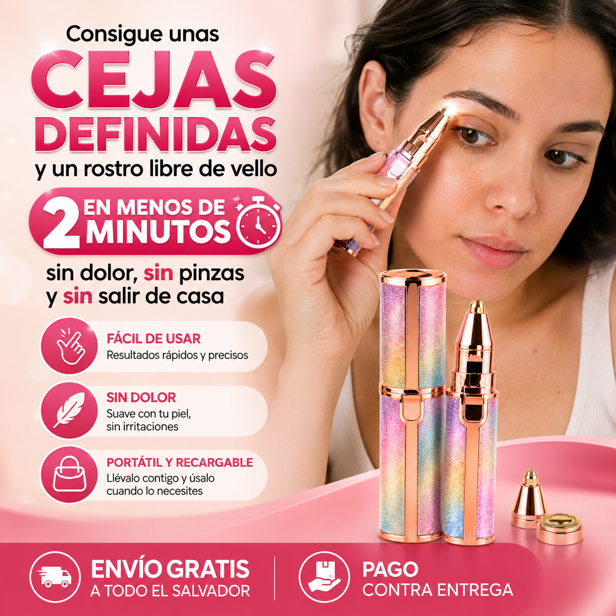 Depiladora y Recortador de Cejas inalámbrico 2 en 1